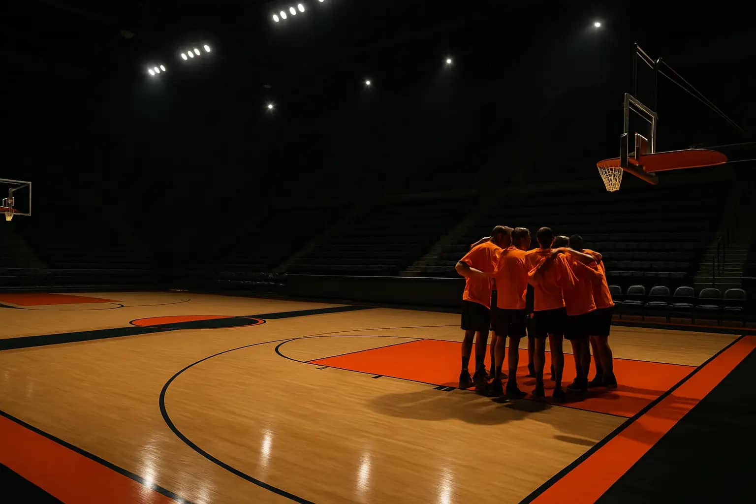 Oklahoma State Cowboys basketball players on the court during a college game