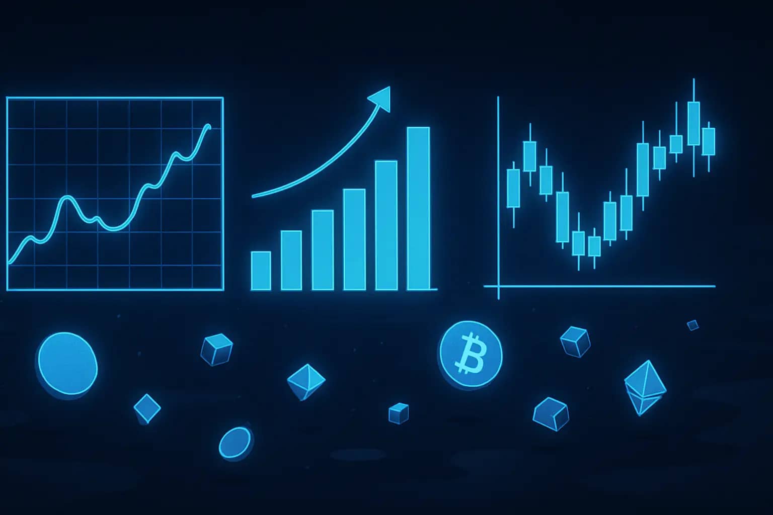 Digital financial charts and economic data indicators glowing on a dark screen