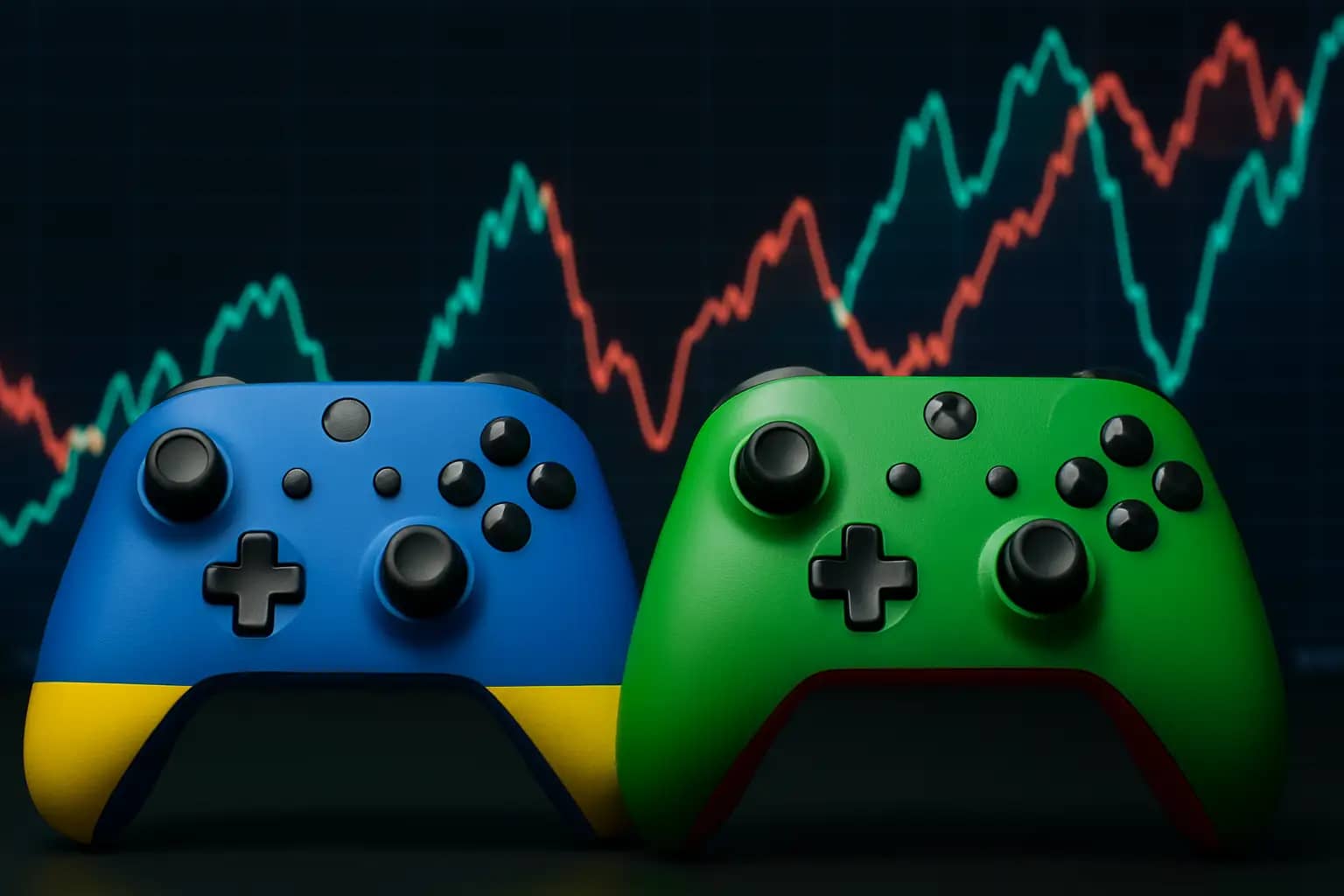 Two esports competitors representing Ecuador and Bolivia facing off on a digital gaming stage with a prediction market interface in the background