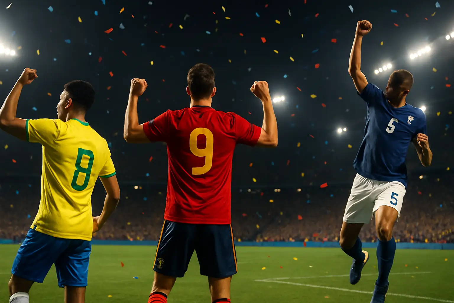 Football players celebrating goals during the FIFA World Cup 2026 tournament