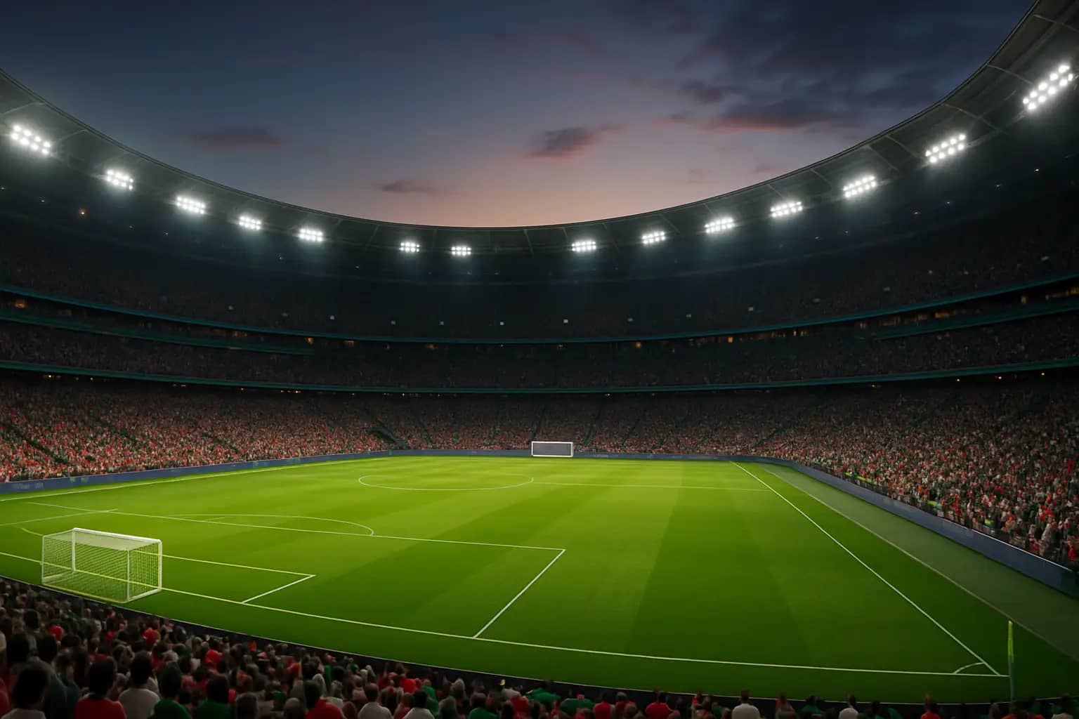 Football supporters watching a Mexico vs England international match on a large stadium screen