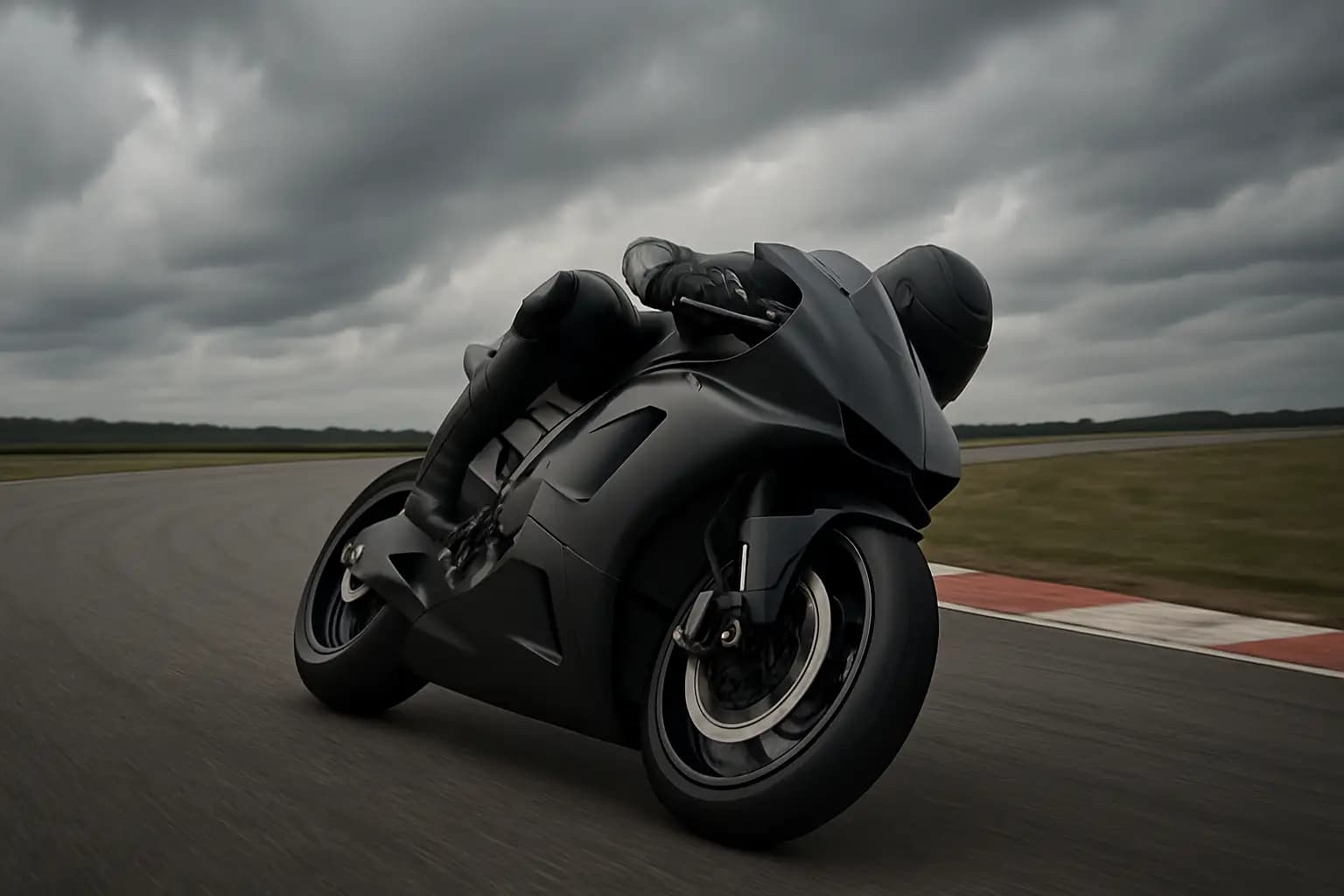 An Aprilia MotoGP bike leaning through a fast corner at a racing circuit